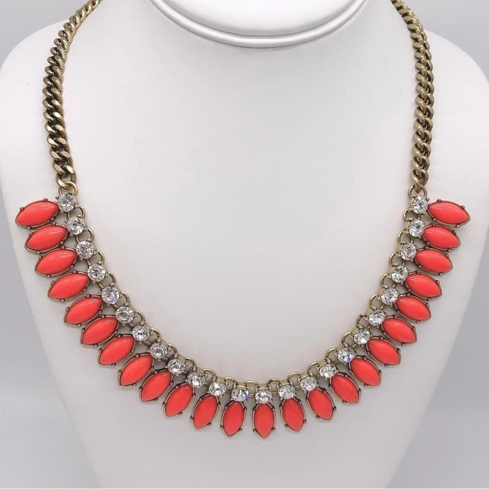 J. Crew Orange Jeweled Necklace